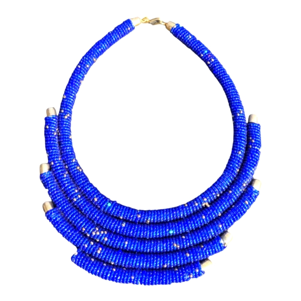 Necklace, blue  necklace, African beaded necklace, Maasai necklace